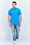 Men Crew Neck Short Sleeve Embroidered Logo T-shirt, Blue - 3