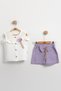 Girl's Set with Ruffle Detailed Muslin Shorts - 100% Cotton Breathable - (9-12-18 Months) - 2