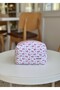 Tiny Pink Flower Patterned Makeup Bag - Medium Size - 5
