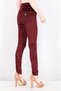 Women Belt Loops Super Skinny Jeans, Burgundy - 4