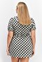 Women Petite Checkered Mini Dress, Black - 3