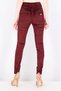 Women Belt Loops Super Skinny Jeans, Burgundy - 2