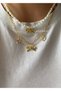 Set of 2 Pearl Ribbon Gold Charm Heart Star Women's Necklace - 5