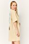Women Embroidered Logo Shirt Dress, Beige - 4