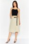 Women Plain Buckle Waist Midi Skirts, Beige - 2