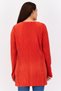 Women V Neck Long Sleeves Mini Pleated Tunic Top, Orange - 3