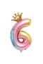 Balloon, Flippy, Gradient Number, 80 cm, , Crown, Number 6
