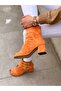 Ellas Orange Suet Buckle 5 cm Heel Sandals Summer Boots - 4