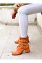 Ellas Orange Suet Buckle 5 cm Heel Sandals Summer Boots