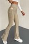 High Waist Recovery and Firming Sports Leggings with Pockets-Beige - 2