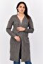 Women Split Neck Knitted Cardigan, Dark Green