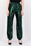 Women Regular Fit Straight Leg Sequined Pants, Green