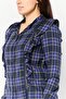 Women Crew Neck Plaid Shirt, Dark Blue - 4
