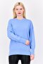 Women Crew Neck Solid Sweater, Light Blue