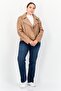 Women Plain Motorcycle Jacket, Light Brown - 4
