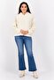 Women Hooded Ribbed Sweatshirt, Ivory - 4