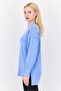 Women Crew Neck Solid Sweater, Light Blue - 2