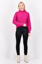 Women Mock Neck Herringbone Sweater, Dark Pink - 4