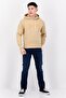 Men Hooded Brand Logo Long Sleeves Sweatshirt, Tan - 2