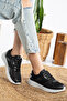 Unisex Leather Half Mesh Sneakers Lace-Up Walking Shoes - 2