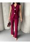 Women's Gold Cookie Button Vest Pants Suit - 7
