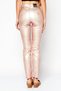 Women Metallic Skinny Fit Pants, Pink - 4