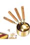 4Pcs Large Size Stainless Steel Wooden Strappy Size Spoon Set Measuring Cup 60ml 80ml 125ml 250