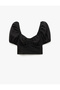 Cotton Square Neck Short Balloon Sleeve Crop Blouse - 3