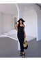 Women's Black Adjustable Strap Midi Length Dress Hzl25S-Fry 122921