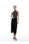 Crepe Scuba Fabric Drape Detailed Midi Length Double Breasted Skirt