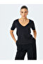 Cotton Short Sleeve Basic V-Neck T-Shirt - 3