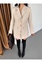 Women's Gold Snap Detailed Design Model Long Blazer Jacket Dress - 6