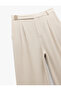 Viscose Linen Blended Pleated Wide Leg Palazzo Trousers with Pockets - 5