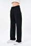 Women's Modern Palazzo Cut Wide Leg Black Fabric Trousers 002 - 7
