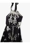 Viscose Fabric Ethnic Patterned Halter Neck Halter Collar Long Dress - 5
