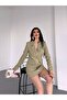 Women's Gold Snap Detailed Design Model Long Blazer Jacket Dress