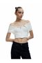 Viscose Slim Fit Off-Shoulder Collar Detailed Short Sleeve Zippered T-Shirt