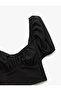Cotton Square Neck Short Balloon Sleeve Crop Blouse - 5