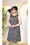 Black Lace Collar Floral Print Plus Size Dress - 4