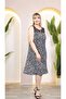 Black Lace Collar Floral Print Plus Size Dress - 6