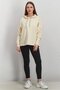 Women Hooded With Drawstring Long Sleeve Sweatshirt, Cream - 3