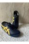 Comfortable Casual Lace-Up Casual Sneaker Navy Blue and Yellow Women's Shoes - 6