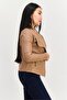 Women Plain Motorcycle Jacket, Camel - 4