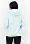 Women Oversized Fit Brand Logo Hooded Sweatshirt, Turquoise - 4
