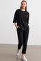 Women's Black Crew Neck Double Sleeve and Leg Bottom Top Set
