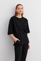 Women's Black Crew Neck Double Sleeve and Leg Bottom Top Set - 4