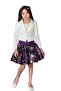 Girl's Double Breasted Collar Edges Stone Stripe Embroidered Jacket Purple Sequin Skirt Suit - 5