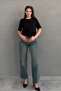 Black 100% Cotton Padded Oversize Women's T-Shirt Mg2442 - 5