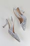 Women's Silver Mirror Detailed Fabric Evening Dress Stiletto Heeled Shoes - 7