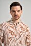 Men's Dark Brown Long Sleeve Printed Buttoned Collar Slim Fit Shirt 1004250138 - 4